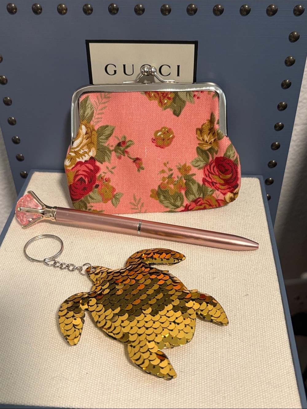 🌺🌺LIVE SHOW LISTING🌺🌺1 Random Floral Kisslock Diamond Pen & Bag Charm - Picture 5 of 10